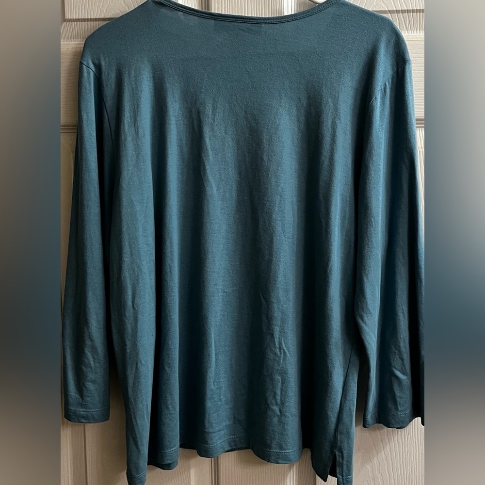 SERENGETI~Women's Long Sleeve Teal Top~M - Picture 2 of 7